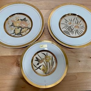 Art of Chokin 24K gold edged plates — Set of 3